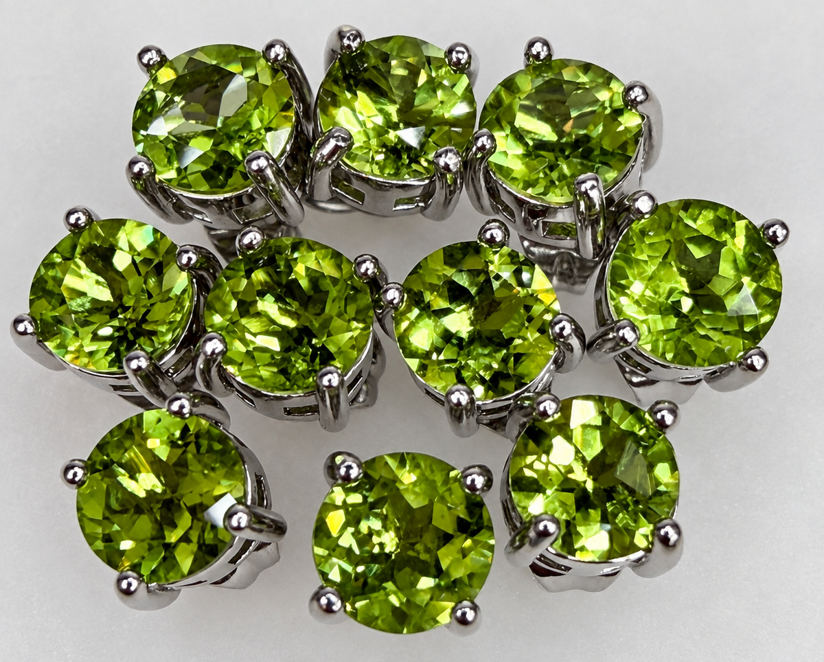 Wholesale Lot 5 Pairs Natural Peridot Sterling Silver(925) Earring Studs 6mm