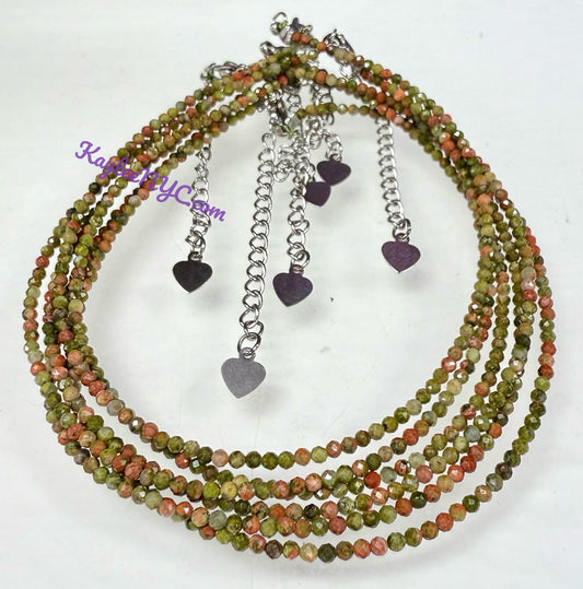 6 PCs 2mm Natural Unakite Anklets Crystal Healing Energy