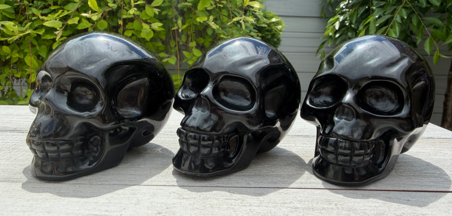 Wholesale lot 3 Pcs Natural Black Obsidian Skull