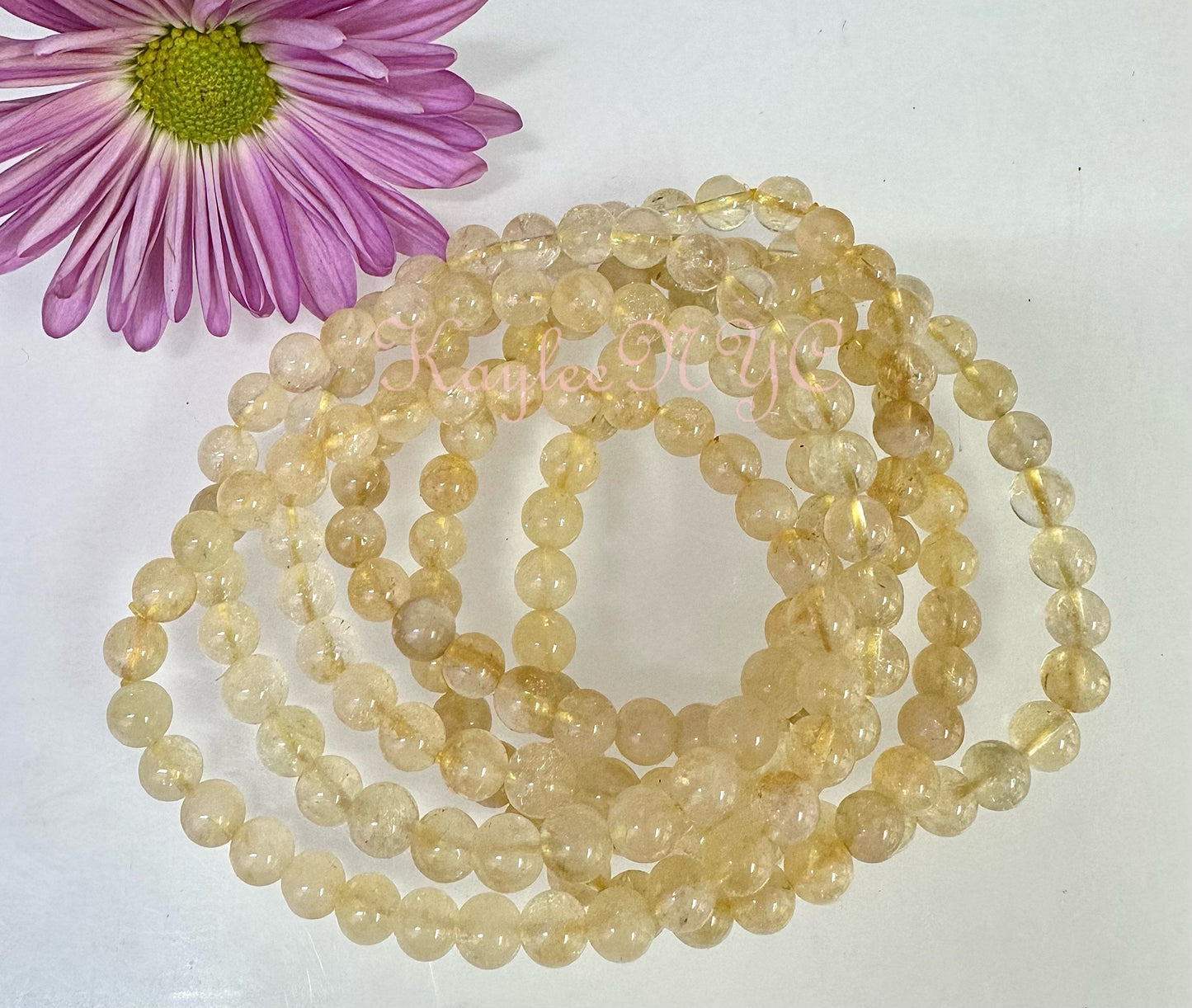 Wholesale 6 Pcs Natural Citrine 6mm 7.5” Crystal Healing Stretch Bracelet