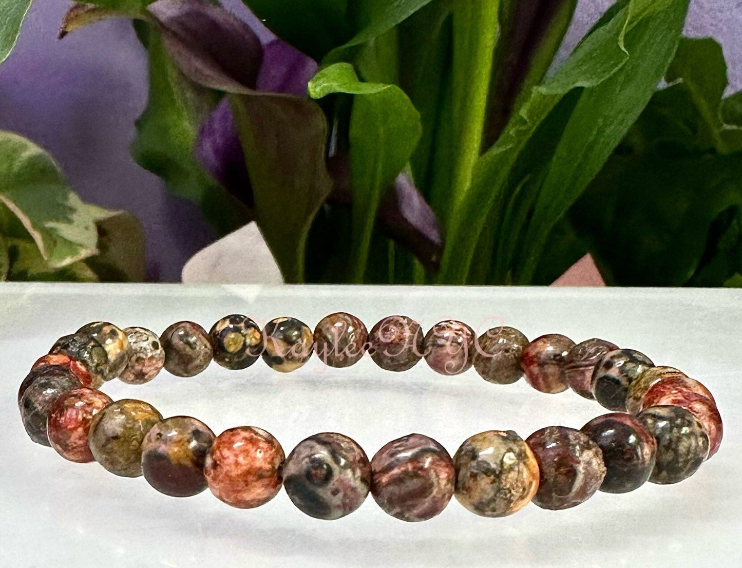 Wholesale Lot 6 Pcs Natural Leopard Skin 6mm 7.5” Crystal Healing Stretch Bracelet