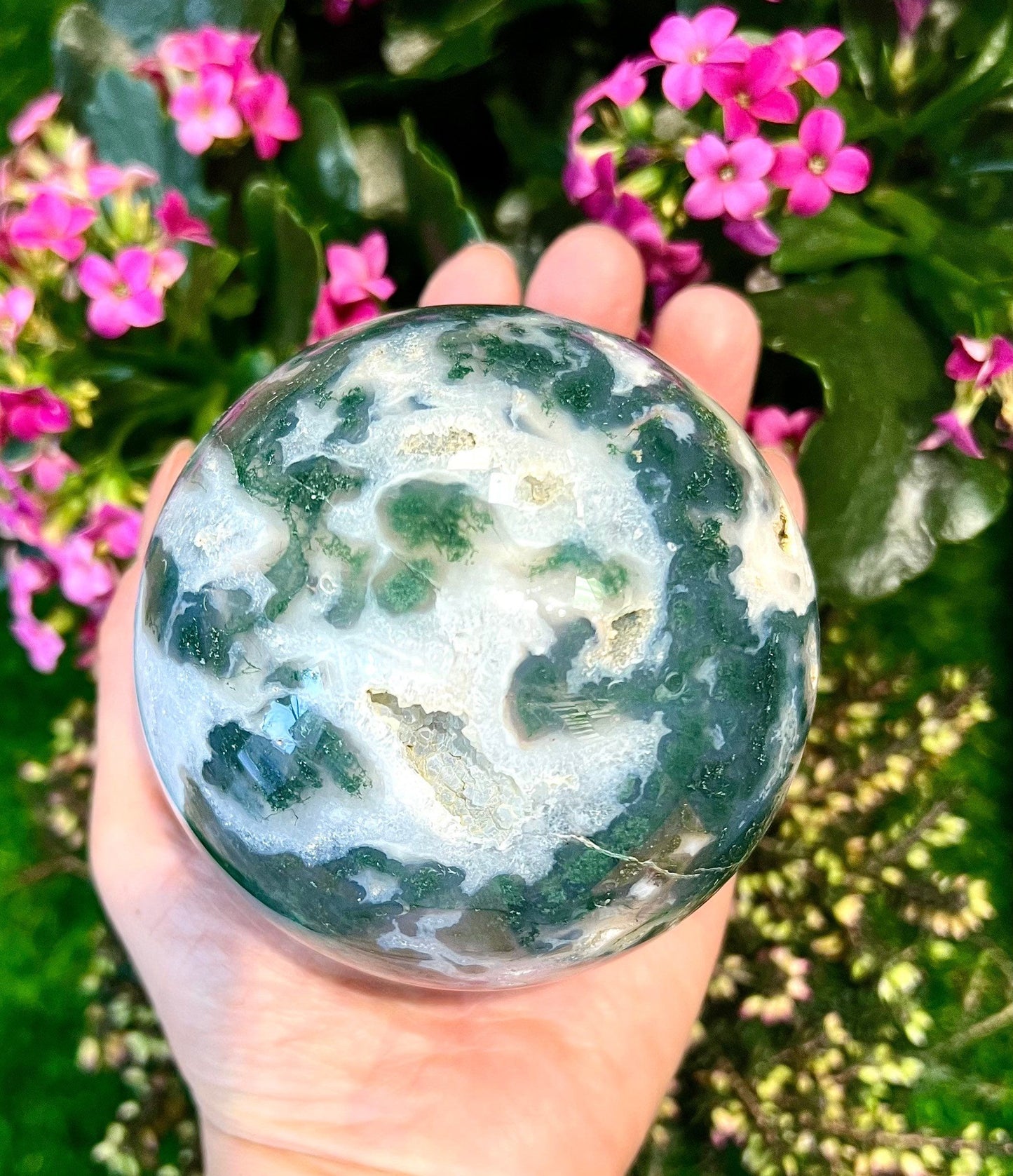 Wholesale Lot 4-5 Pcs 5.9 to 6 lbs Natural Moss Agate Spheres Crystal Ball