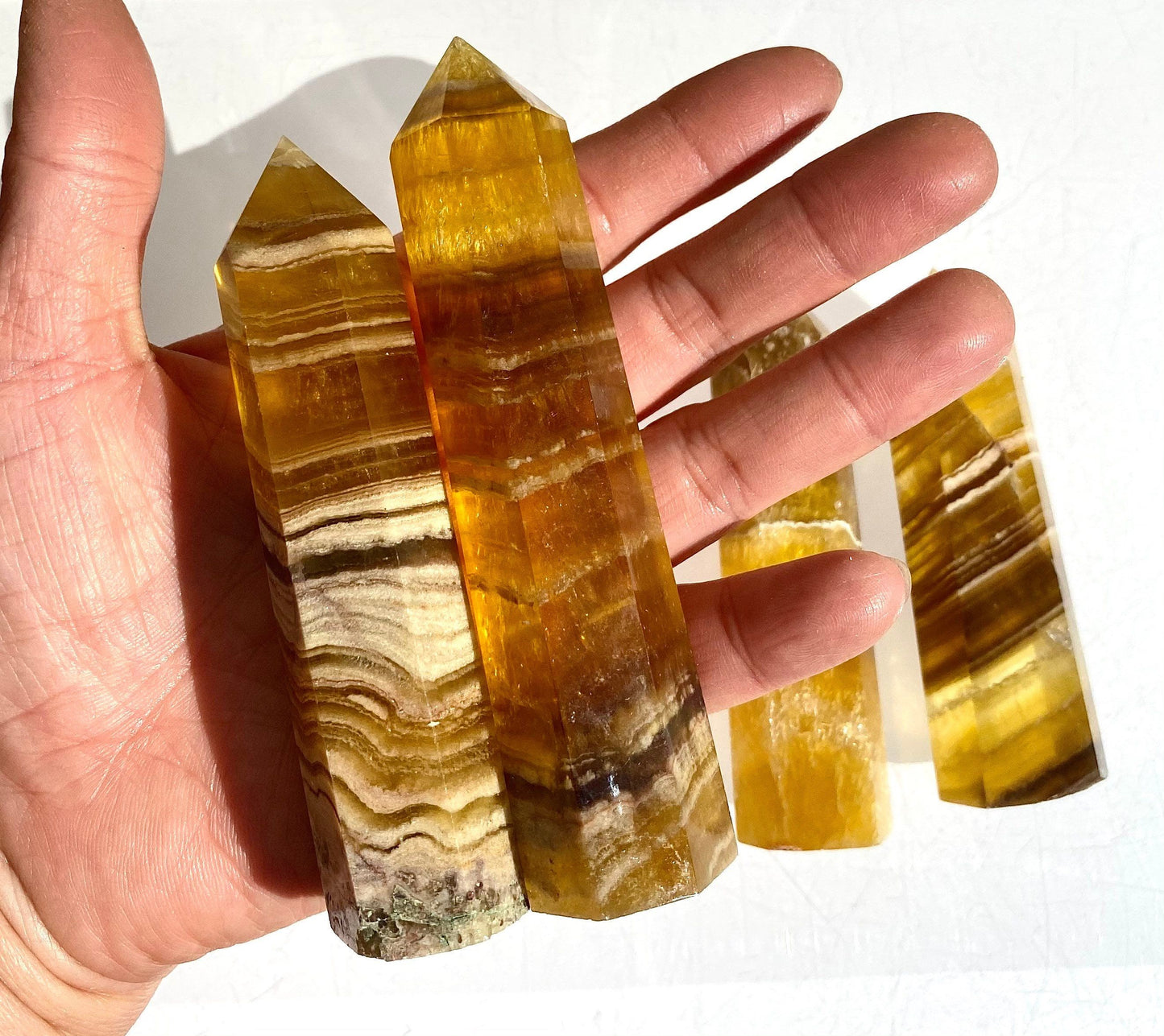 Wholesale Lot 1 Lb Yellow Fluorite Obelisk Tower Point Crystal Natural Energy