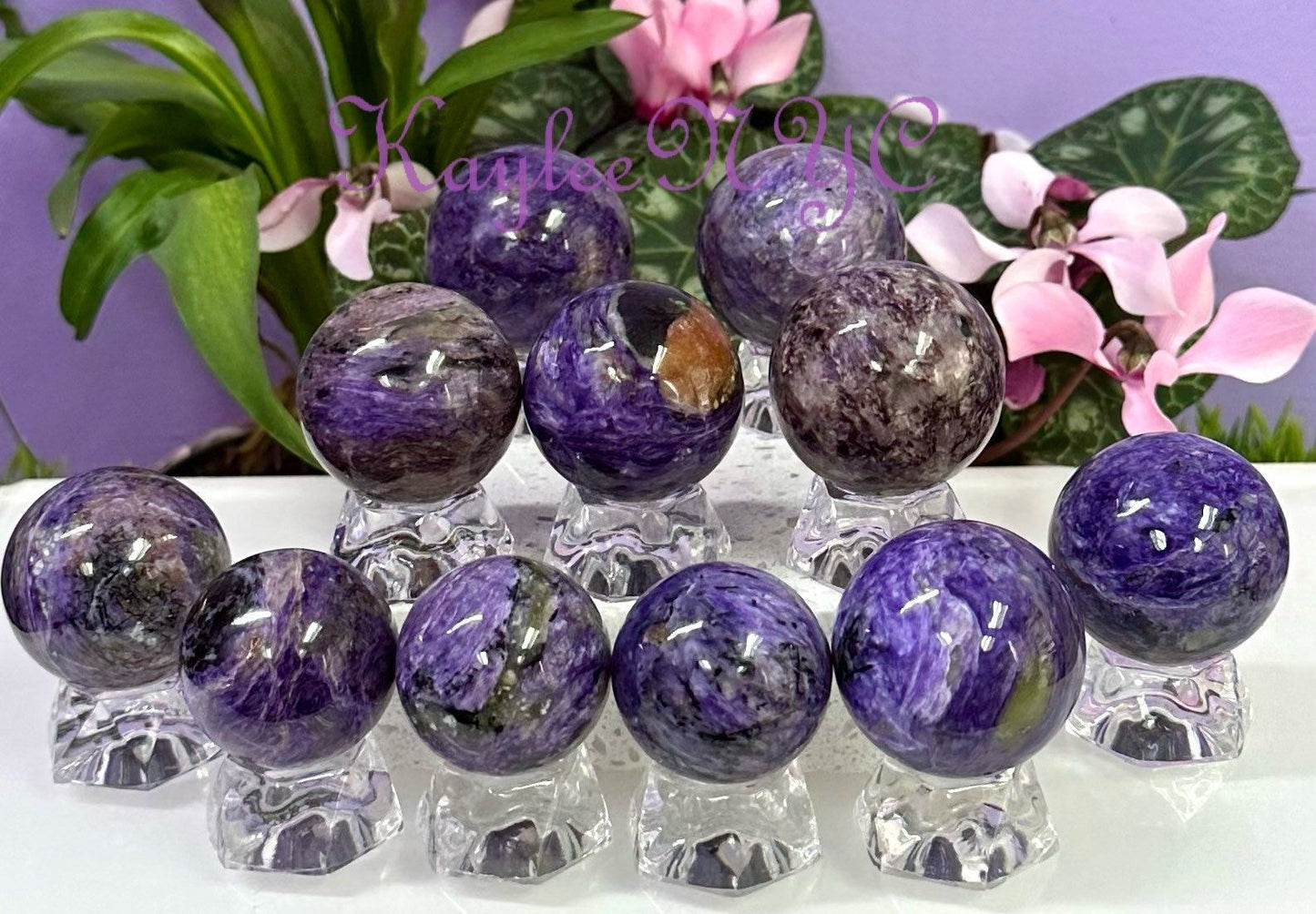 Wholesale Lot 2 lbs Natural Charoite Spheres Crystal Ball Energy Healing