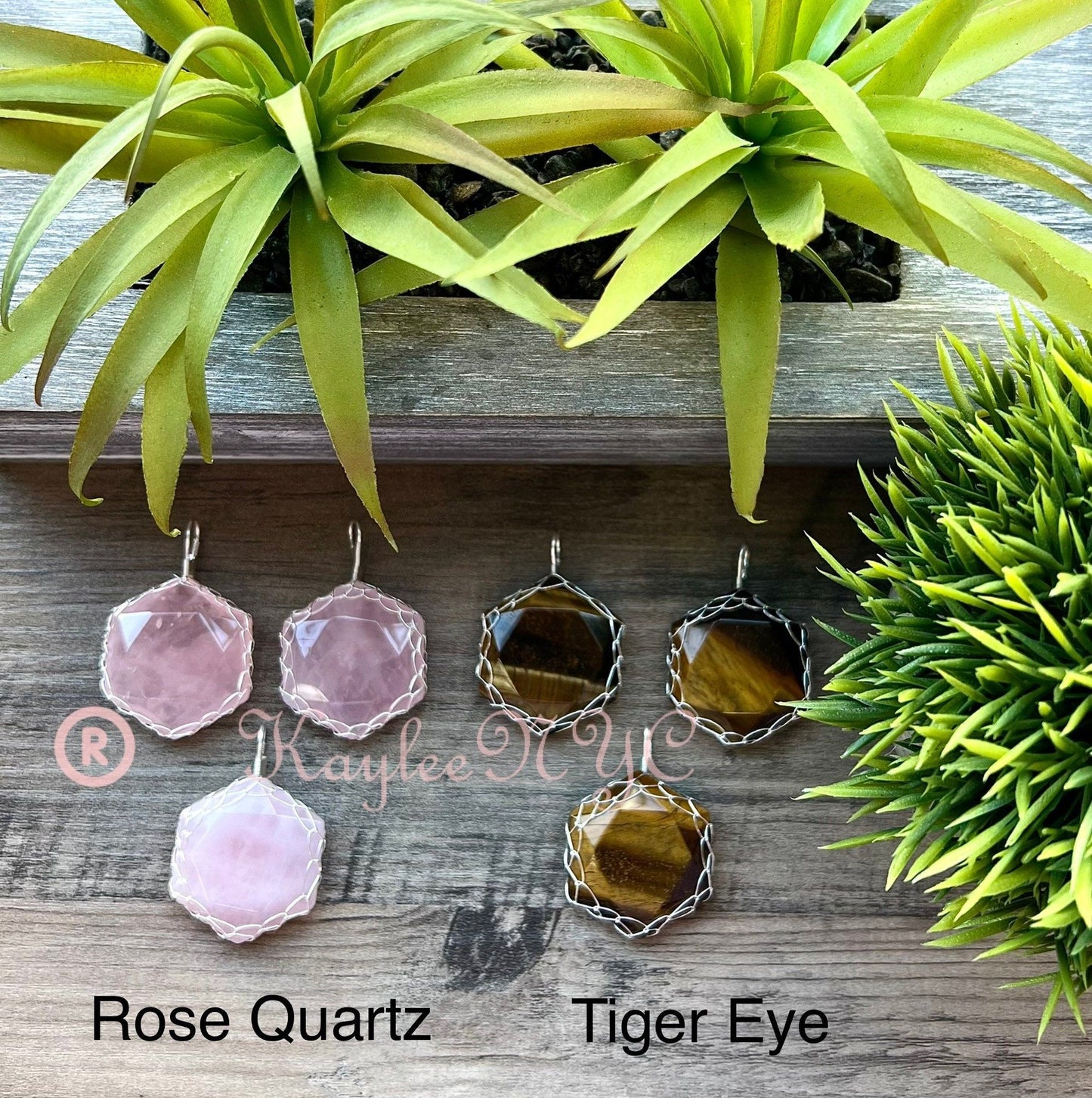 Wholesale Lot 12 Pcs Hexagon Hand Wrapped Pendant Crystal Healing Energy