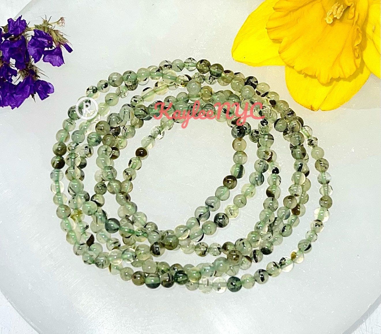 Wholesale Lot 6 Pcs Natural Prehnite 4mm 7.5” Crystal Healing Stretch Bracelet