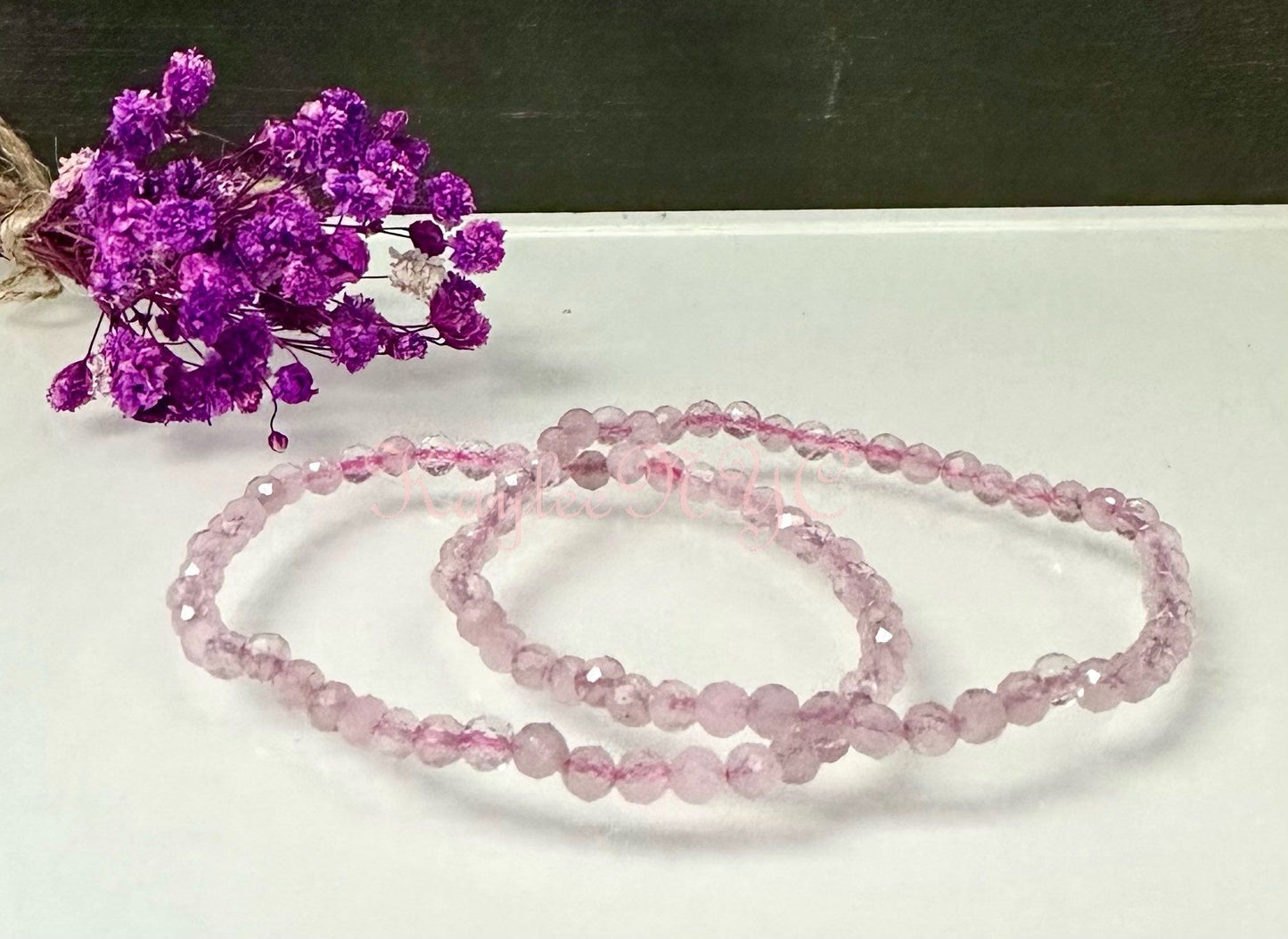 Wholesale Lot 6 Pcs Natural Rose Quartz 3mm Faceted 7.5” Crystal Healing Stretch Bracelet