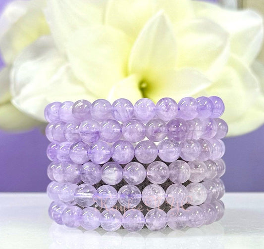 Wholesale 6 Pcs Natural Lavender Amethyst 8mm 7.5” Crystal Healing Stretch Bracelet