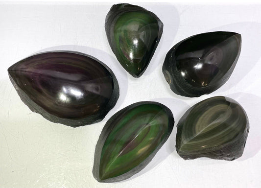 Wholesale Lot 2 Lb Natural Rainbow Obsidian Half Polish Crystal Healing Energy