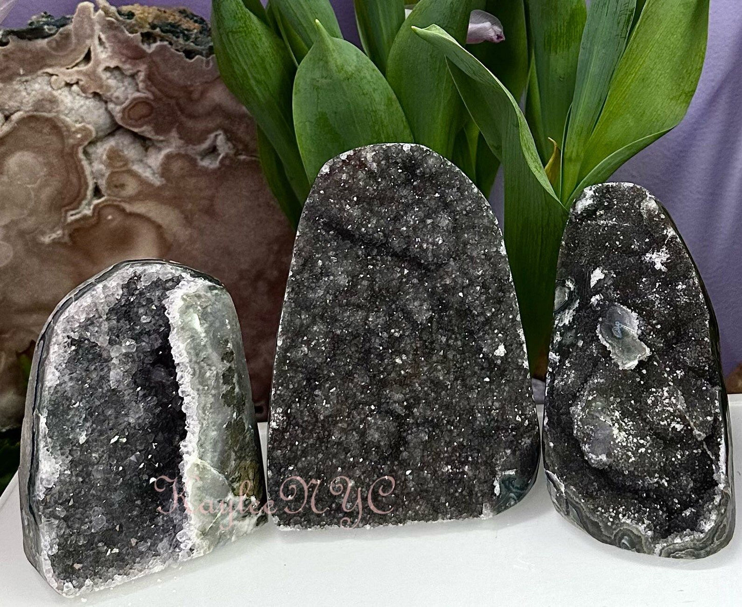 Wholesale Lot 2-4 PCs Natural Black Amethyst cut base 4.8-5lbs Healing Energy