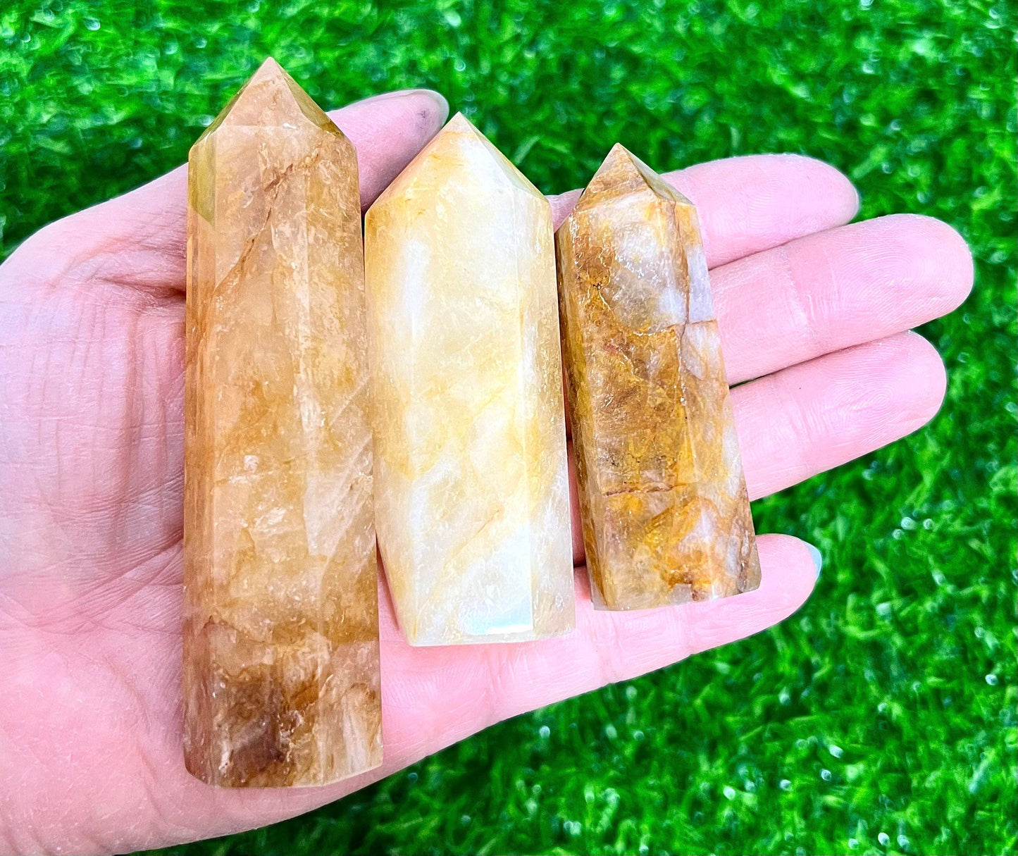 Wholesale Lot 1 Lb Natural Golden Healer Quartz Obelisk Tower Point Crystal Healing