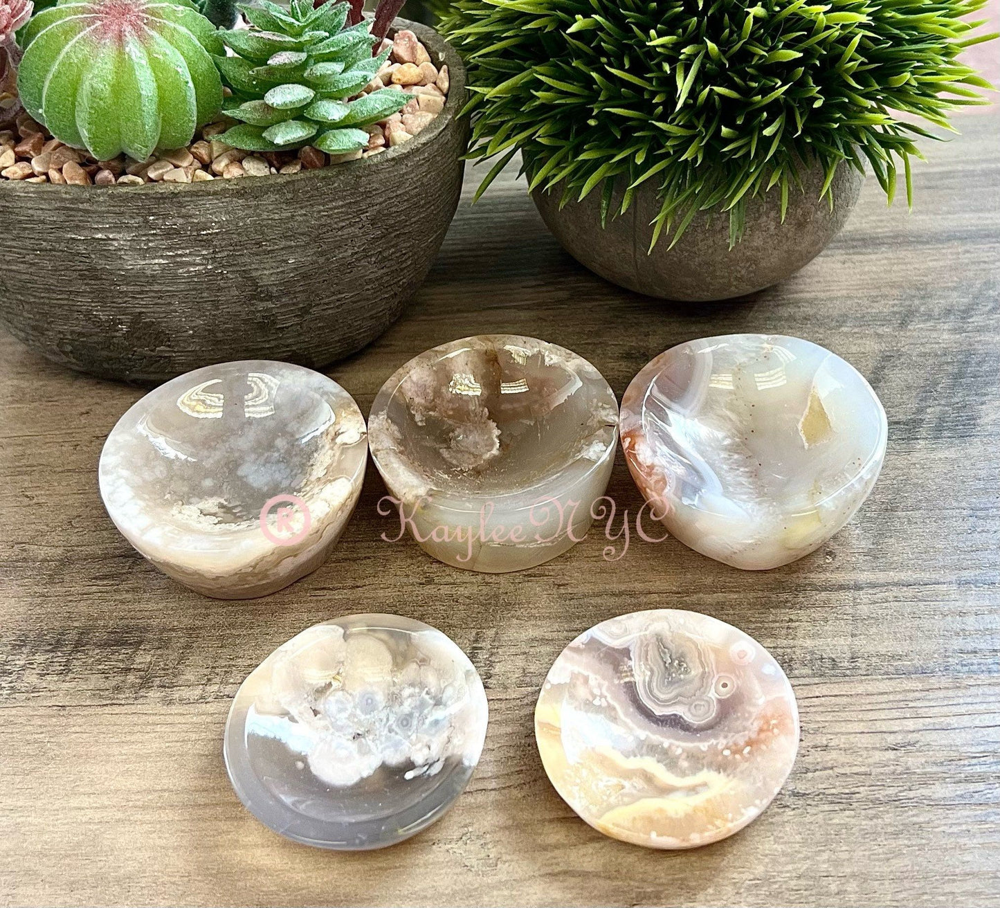 Wholesale Lot 5-8 pcs Natural Flower Agate Bowls Crystal Healing Energy 0.9 to 1 lb