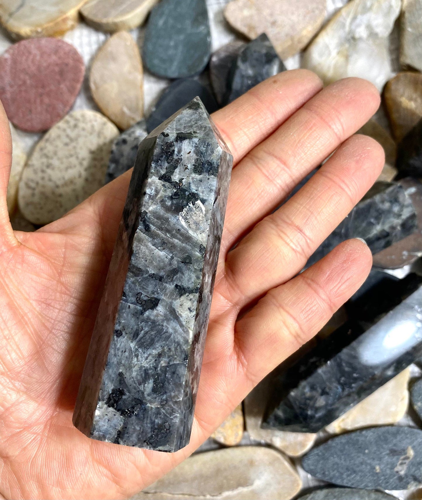 Wholesale Lot 2 Lbs Natural Larvikite Obelisk Tower Point Crystal Energy