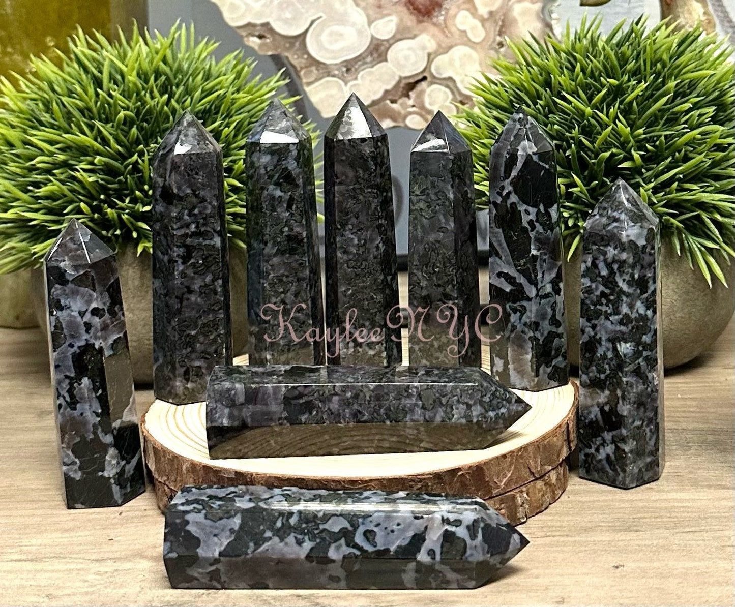 Wholesale Lot 2 Lb Natural Indigo Gabbro Aka Merlinite Obelisk Tower