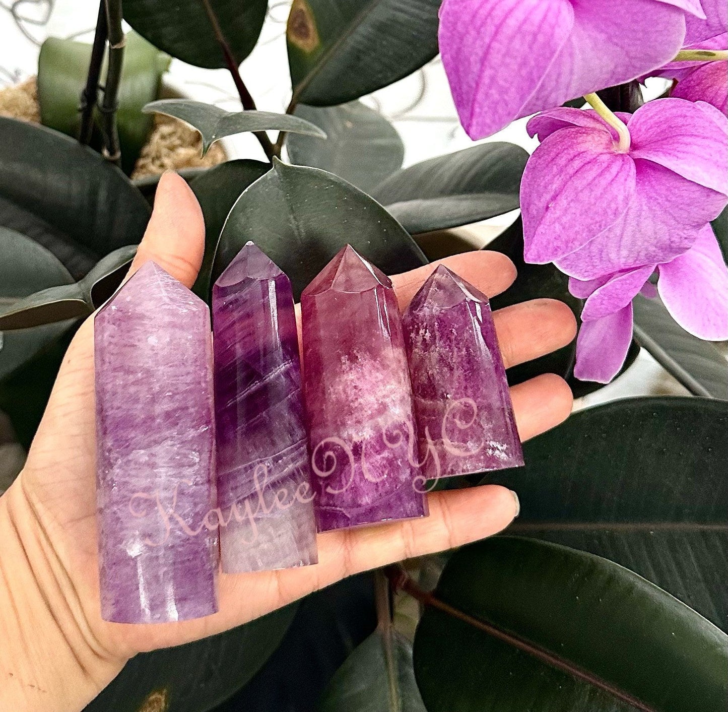 Wholesale Lot 2 Lbs Natural Magenta Fluorite Cylinders Tower Point Crystal Energy