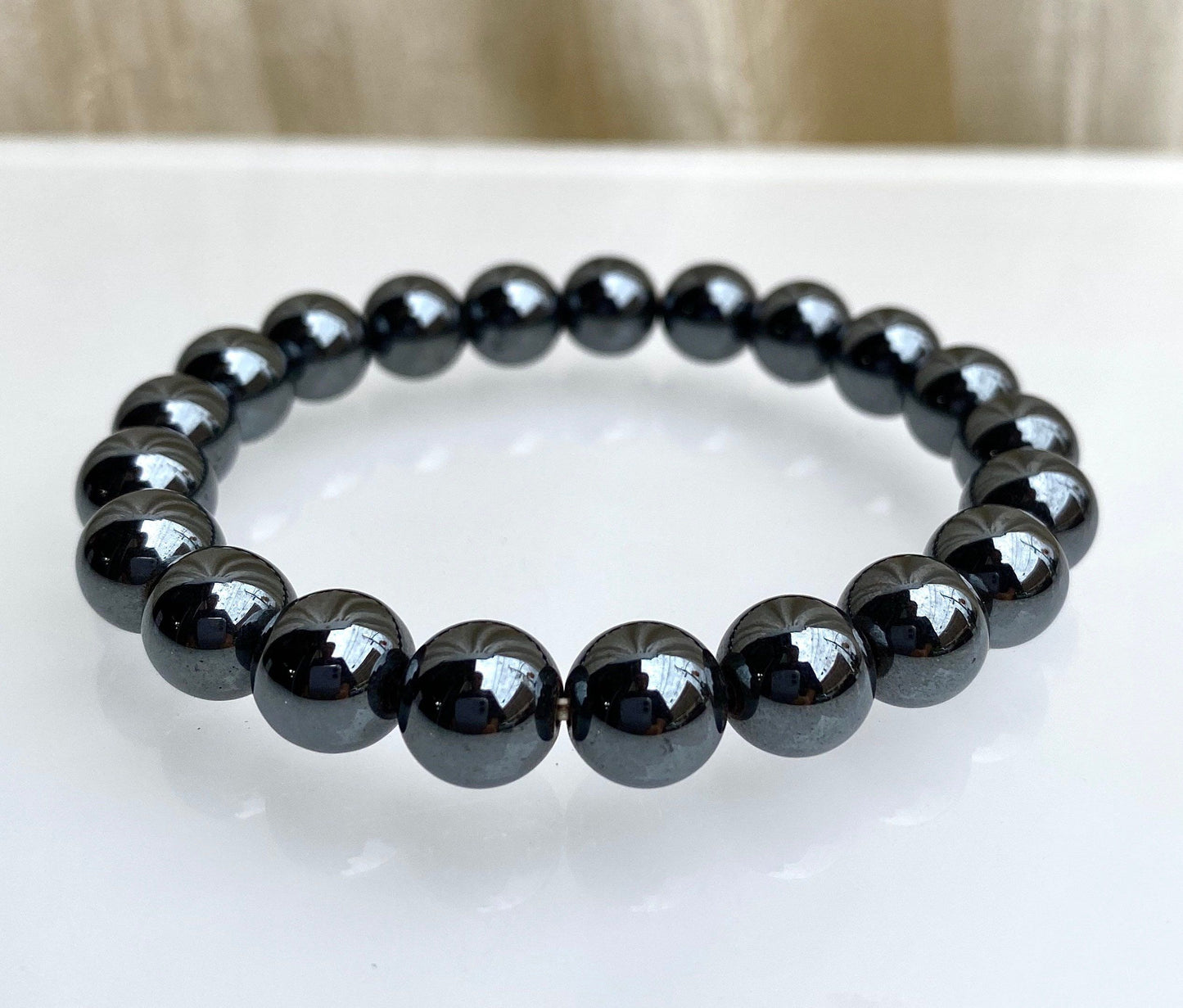 Wholesale Lot 6 Pcs Natural Hematite 10mm 7.5" Crystal Healing Stretch Bracelet