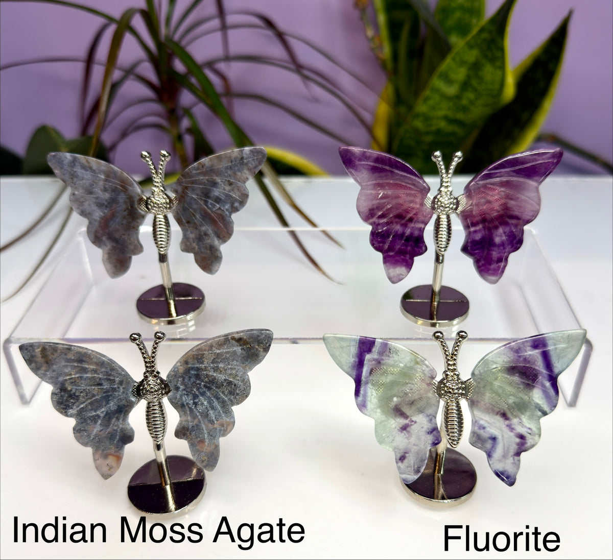 Wholesale Lot 12 PCs Mixed Natural Crystal Butterfly w/stand Healing Energy
