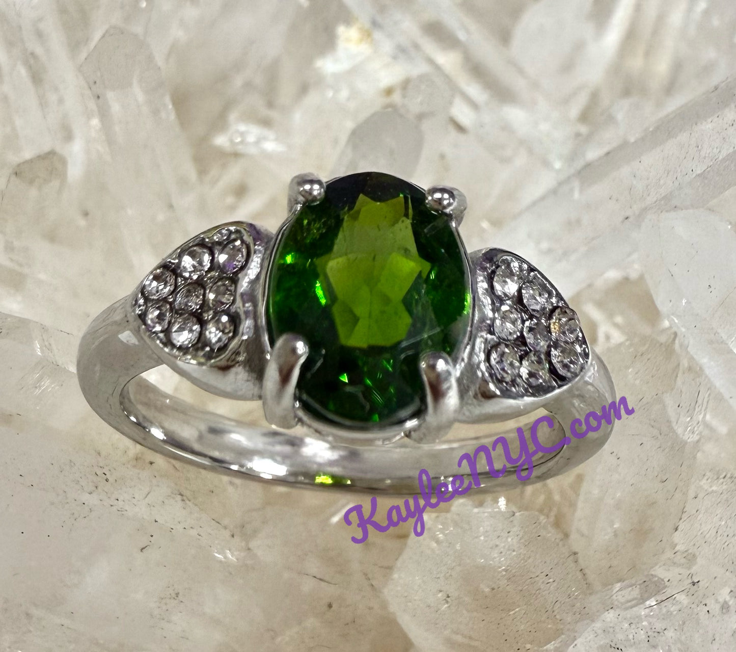 7 pcs Natural Diopside White Bronze Ring