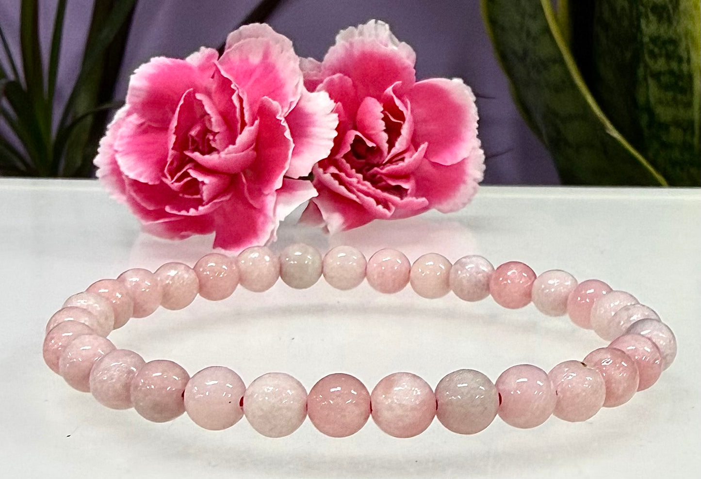 Wholesale 6 Pcs Natural Pink Opal  6mm 7.5” Crystal Healing Stretch Bracelet