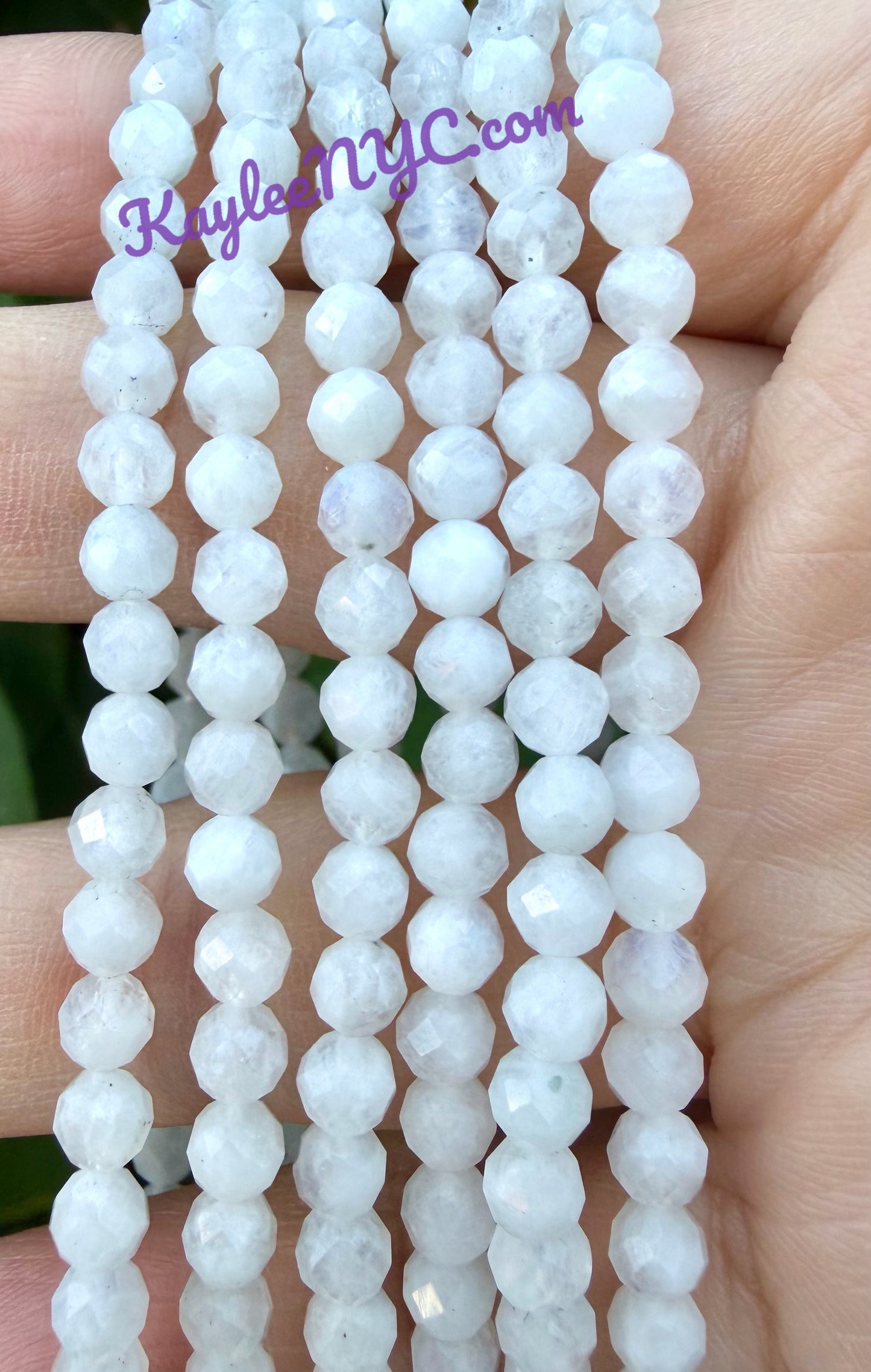 Wholesale Lot 6 Pcs Natural Faceted Moonstone 4mm 7.5” Crystal Healing Stretch Bracelet