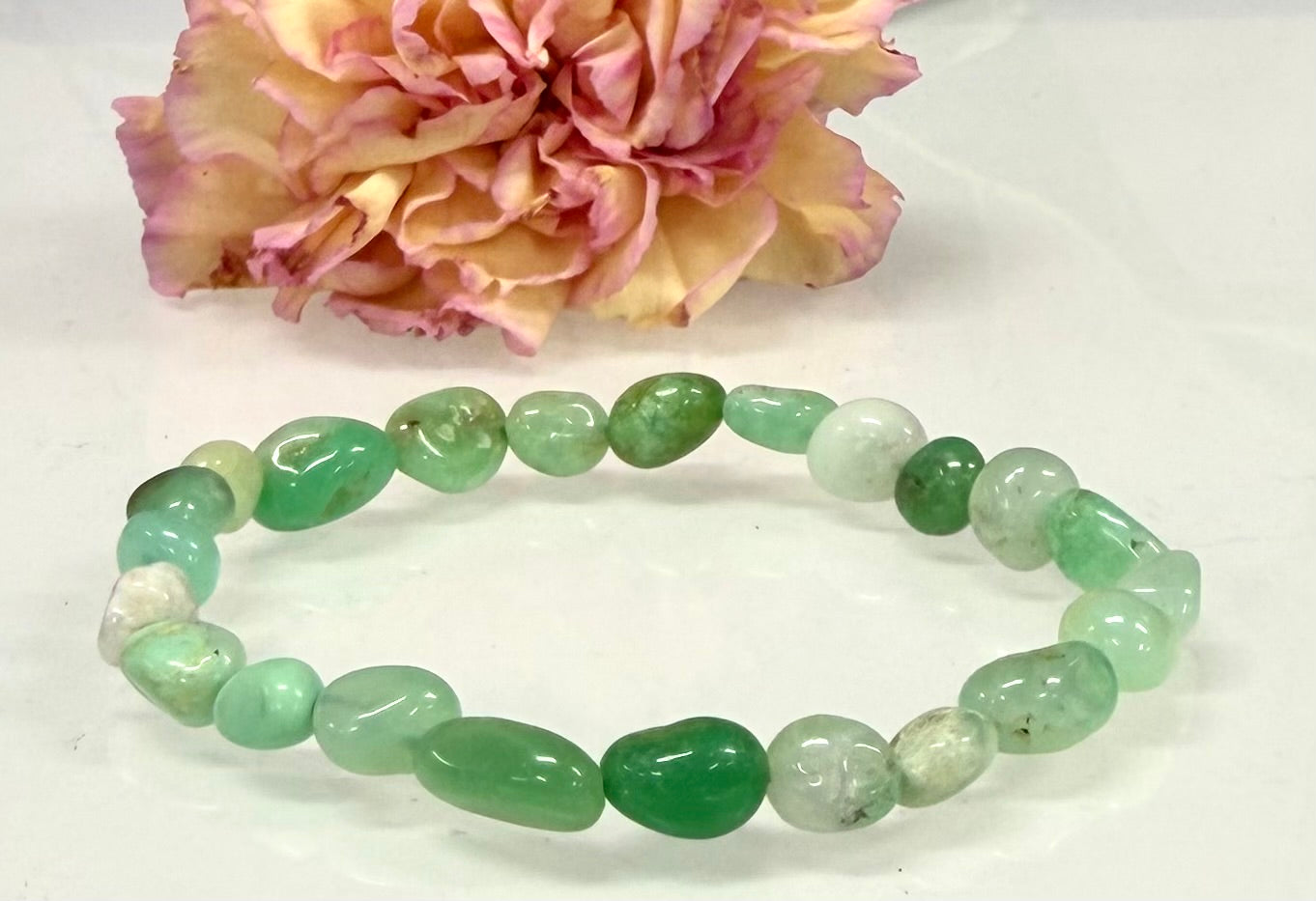 Wholesale 6 Pcs ~7mm Chrysoprase Natural Crystal tumble Stretch Bracelet 7.5”