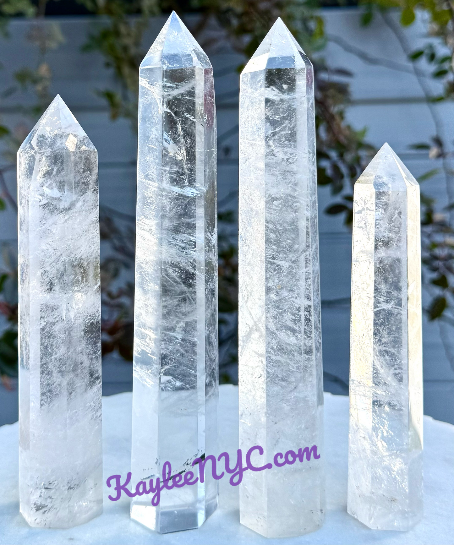 4 pcs Natural Clear Quartz Obelisk Tower Crystals Healing Energy