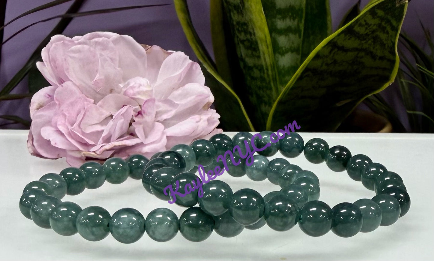 Wholesale 6 Pcs Natural Dark Green Burma Jade Jadeite 8mm 7.5” Crystal Healing Stretch Bracelet