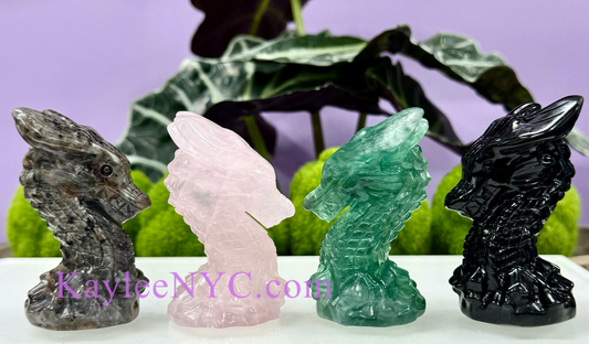 4 PCs 8cm Natural Mix Crystals Dragon Healing Energy