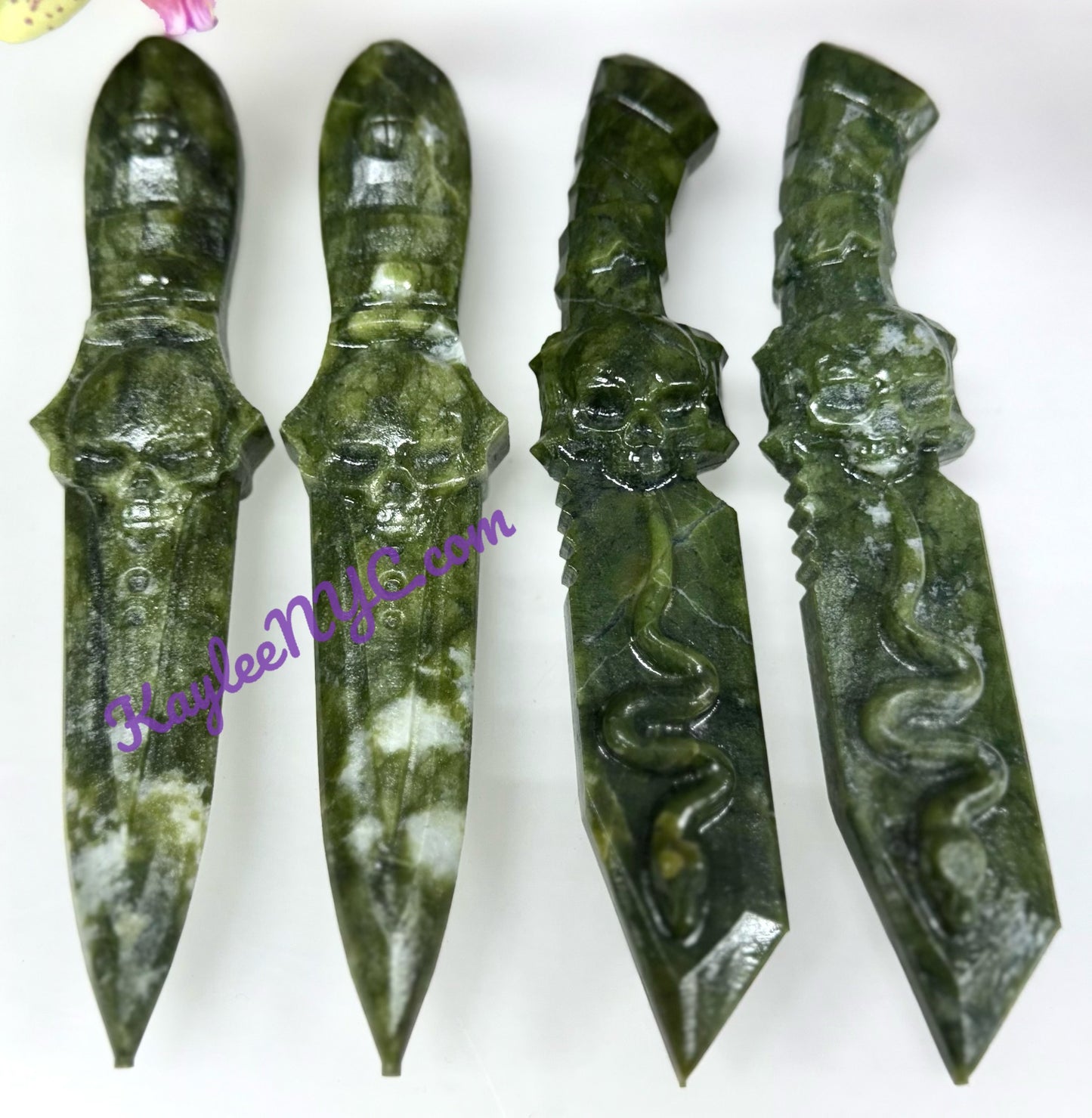 Wholesale Lot 4 pcs Natural Nephrite Jade Knife Crystals Healing Energy