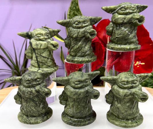 8 PCs Natural Nephrite Jade Yoda 8cm healing energy