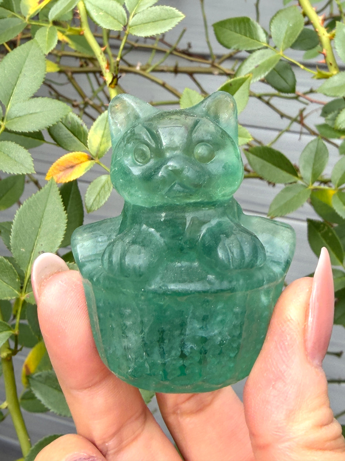 6 PCs 6cm Natural Crystals Cat in Basket Carving Healing Energy