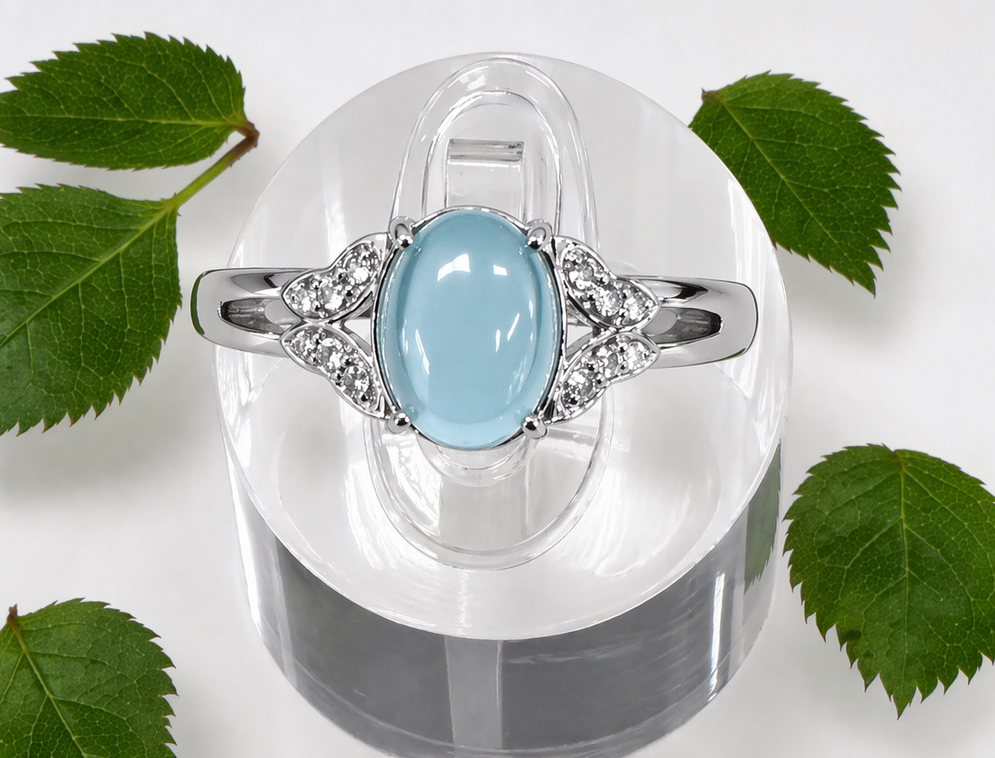 Wholesale Lot 7 pcs Natural Aquamarine Stainless Steel Ring 6x8mm
