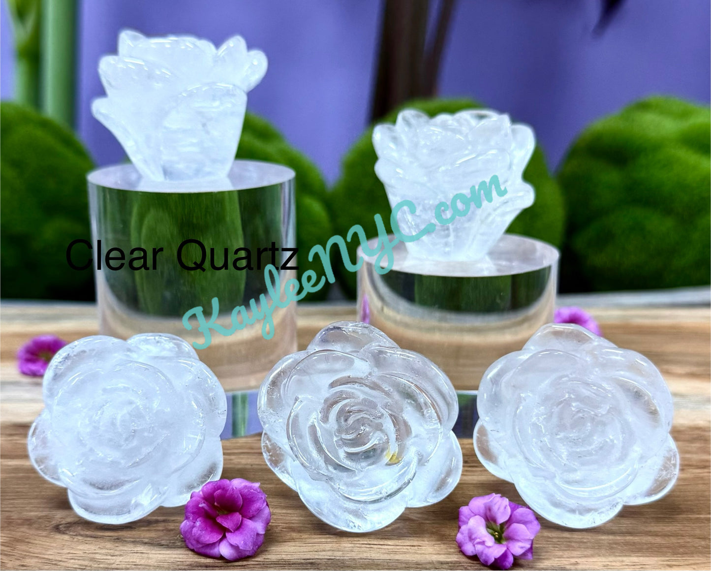 8 PCs 1.5 Natural Mix Crystals Roses Carving Healing Energy
