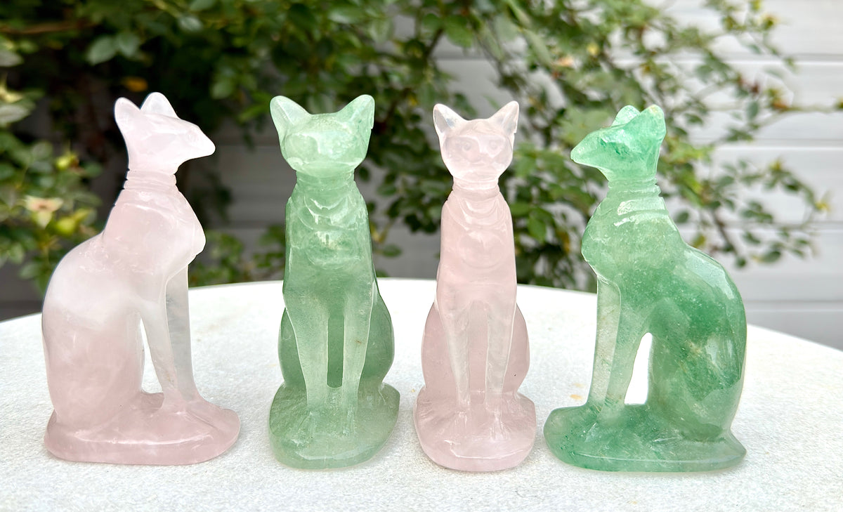4 PC Mixed Natural Crystals Sphynx Cat Healing Energy