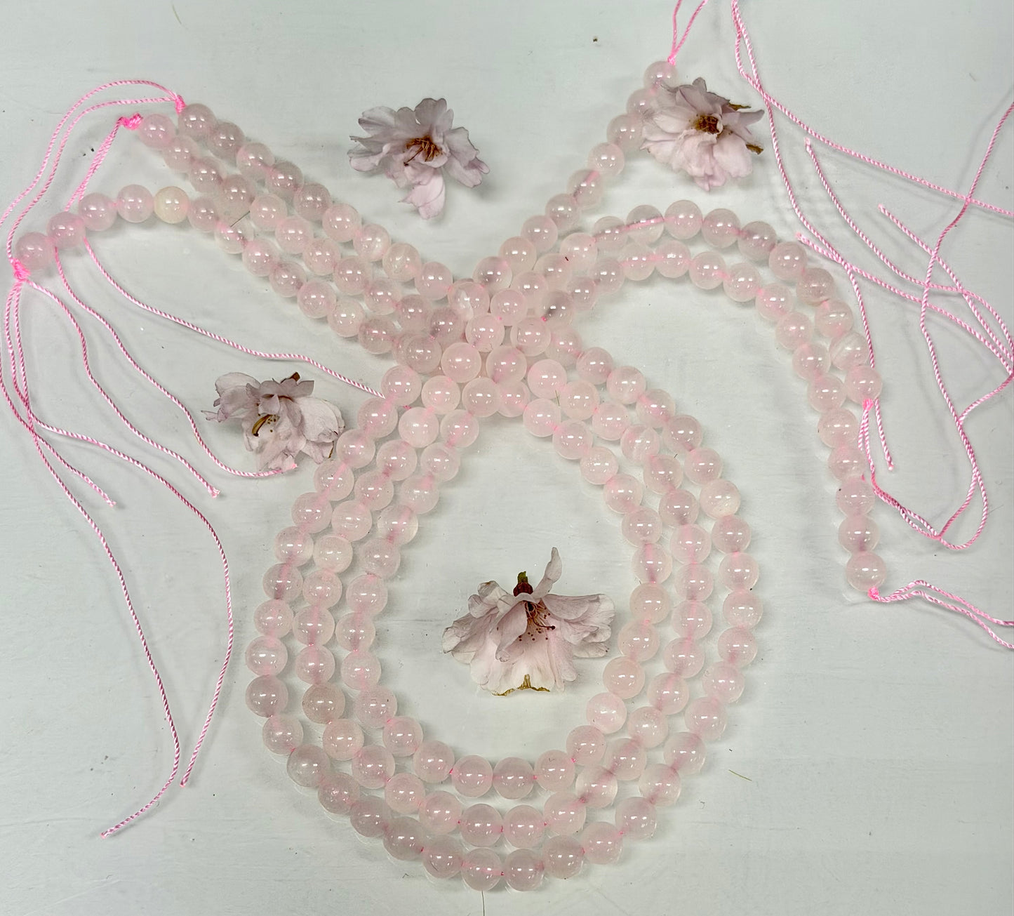 3 strands 6mm Natural Mangano Calcite Beads