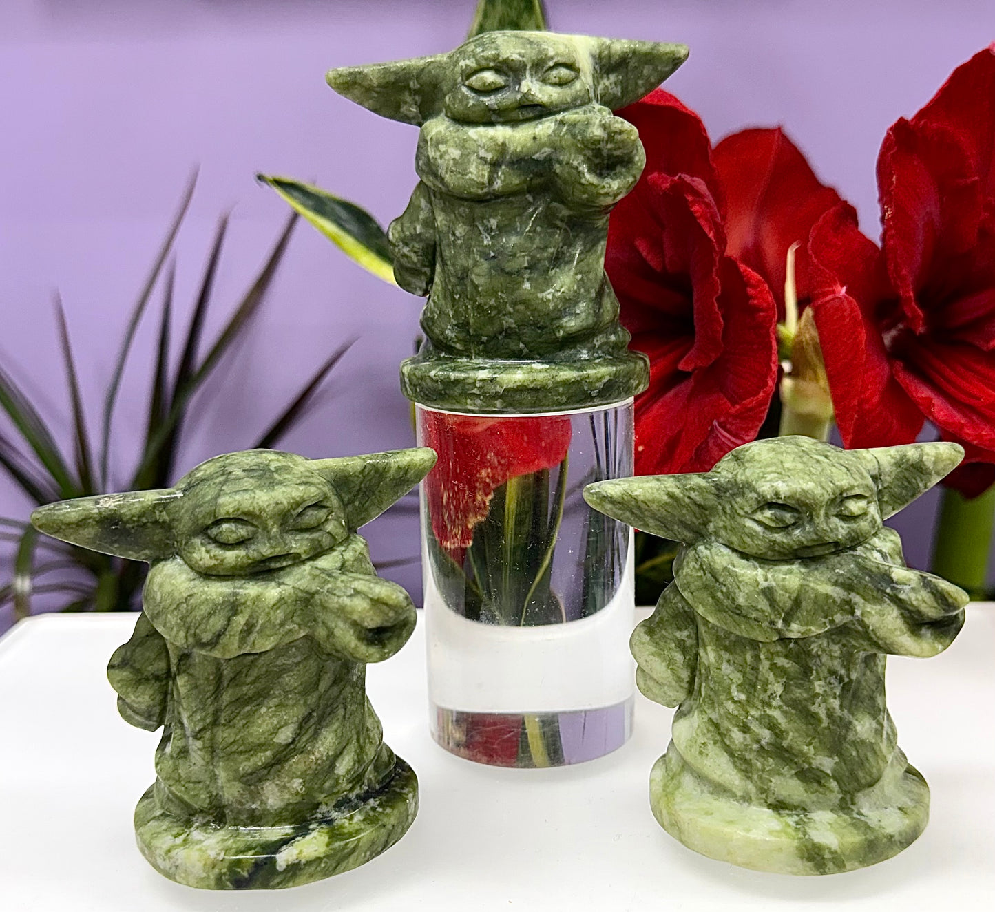 8 PCs Natural Nephrite Jade Yoda 8cm healing energy