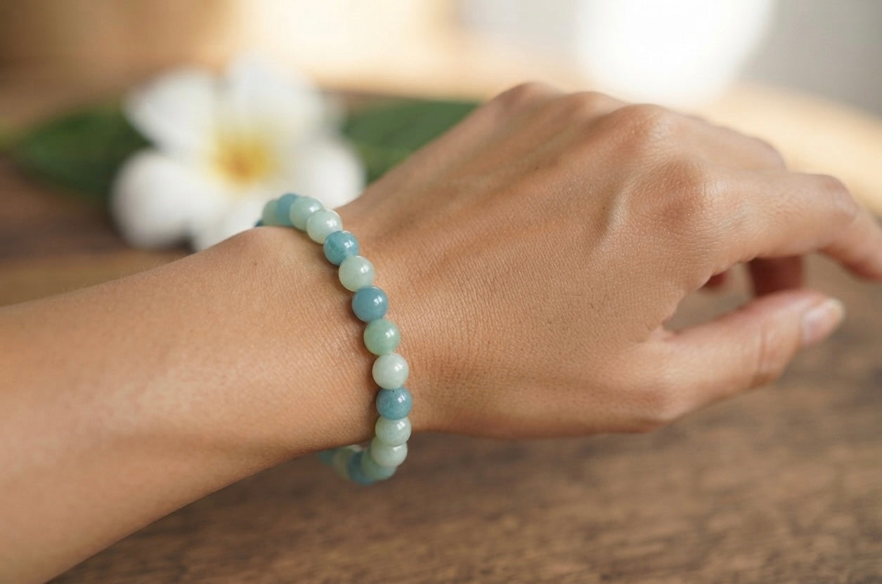 Wholesale 6 Pcs Natural Amazonite Bracelet 8mm 7.5” Healing Energy Crystal