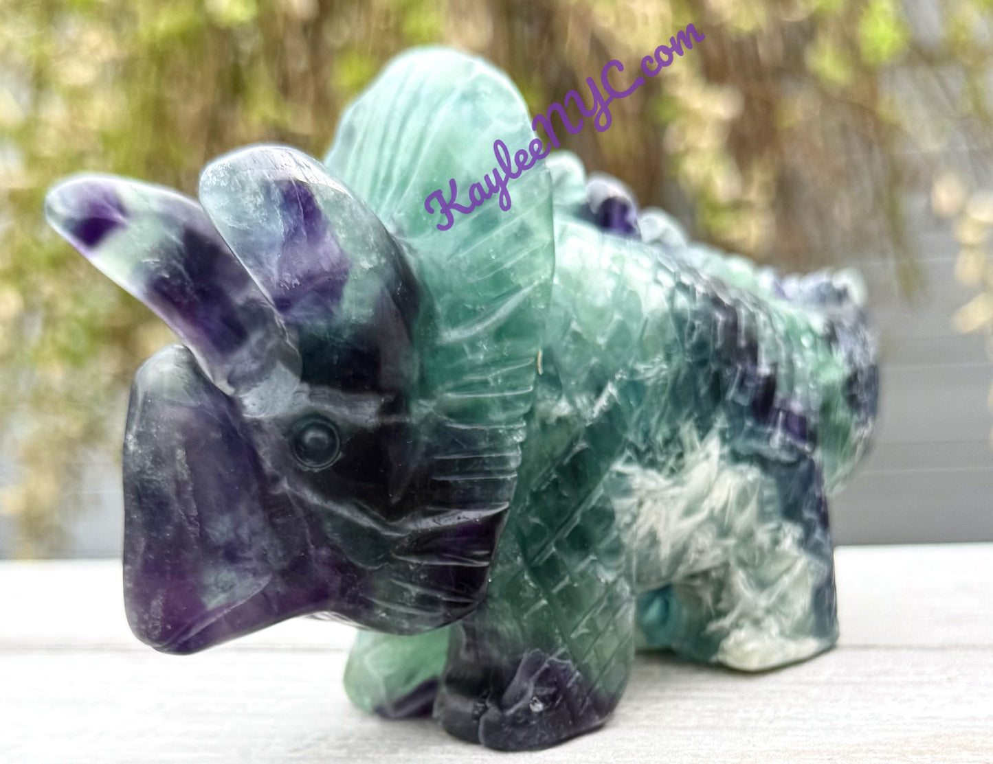 2 PCs Natural Fluorite Triceratops Dinosaur Crystals Healing Energy