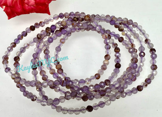 Wholesale Lot 6 Pcs Natural Faceted Super Seven 4mm 7.5” Crystal Healing Stretch Bracelet