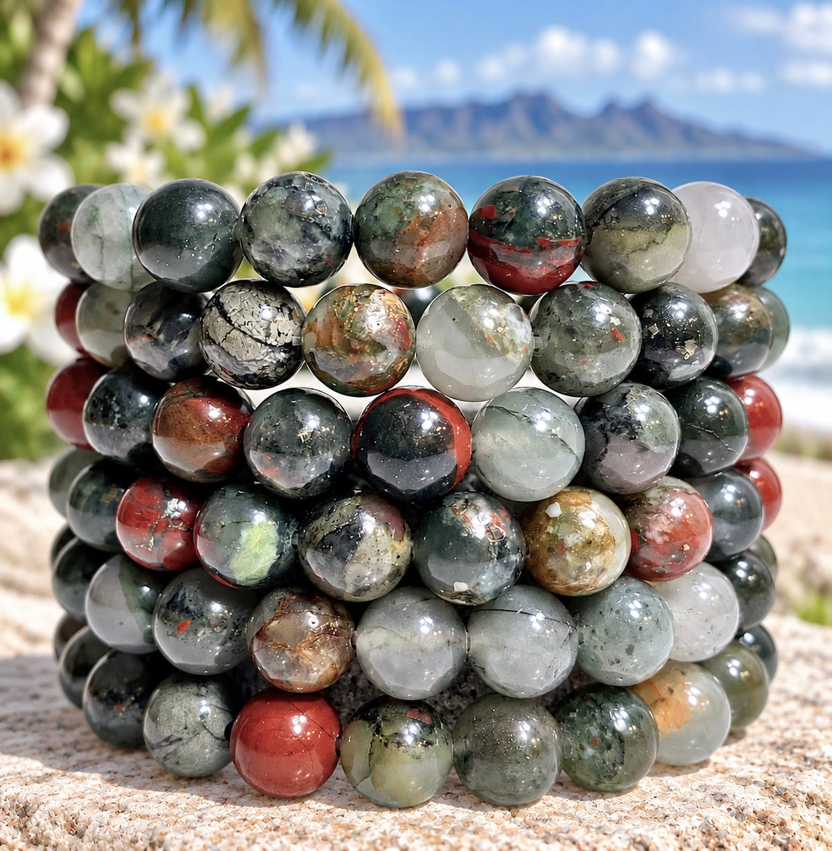 Wholesale Lot 6 Pcs Natural Bloodstone 8mm Crystal Healing Stretch Bracelet 7.5”