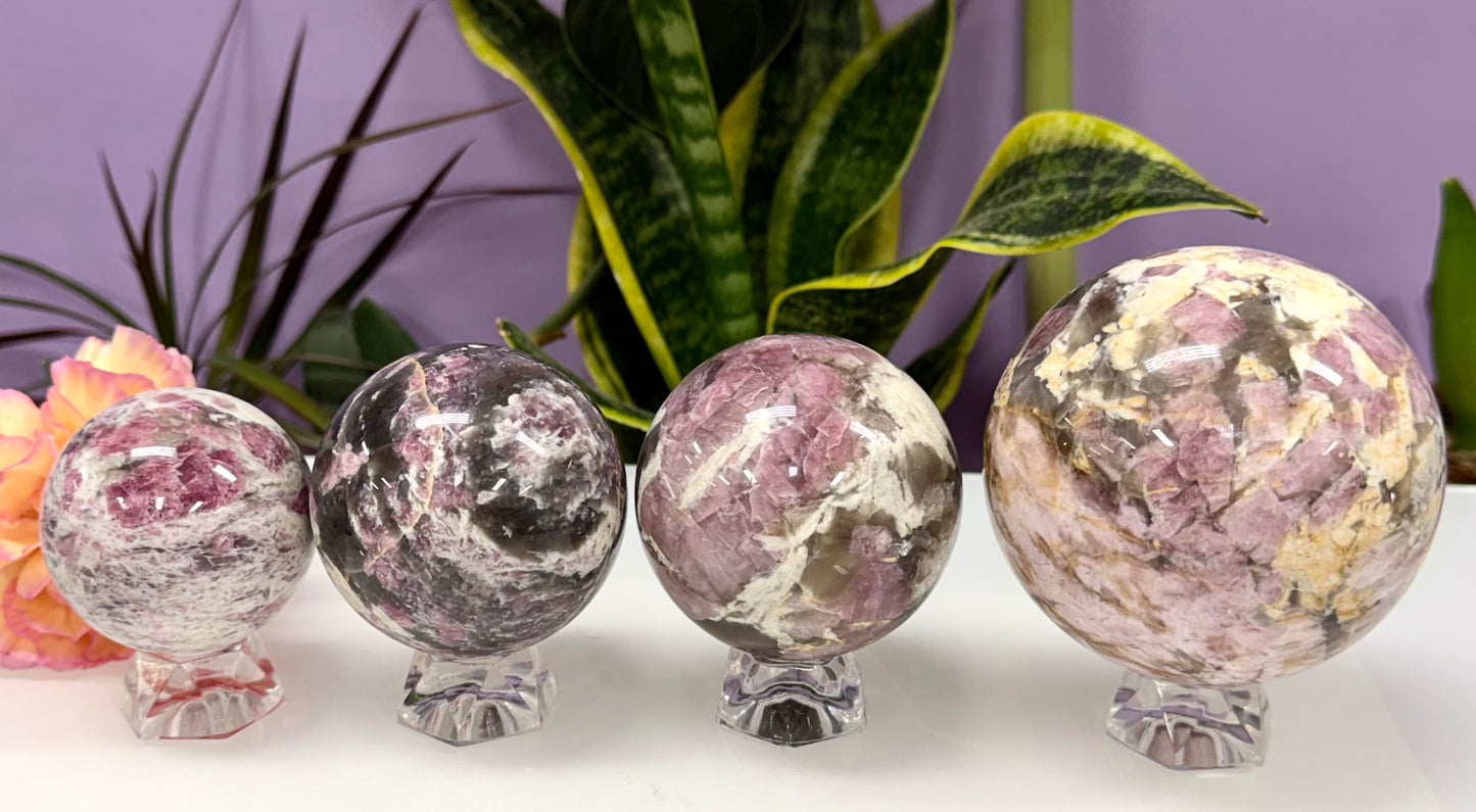 4-5 PCs Natural Pink Tourmaline Sphere Crystals Healing Energy