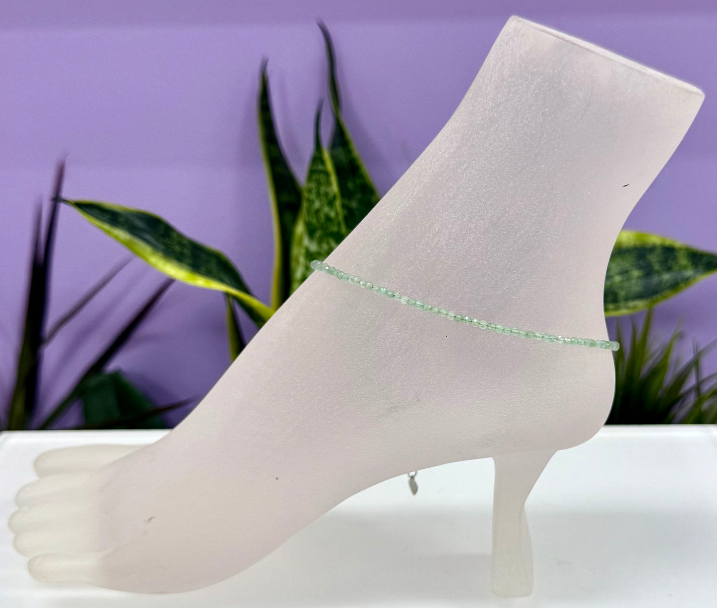 6 PCs 2mm Faceted Natural Aventurine Anklets Stainless Steel Finding