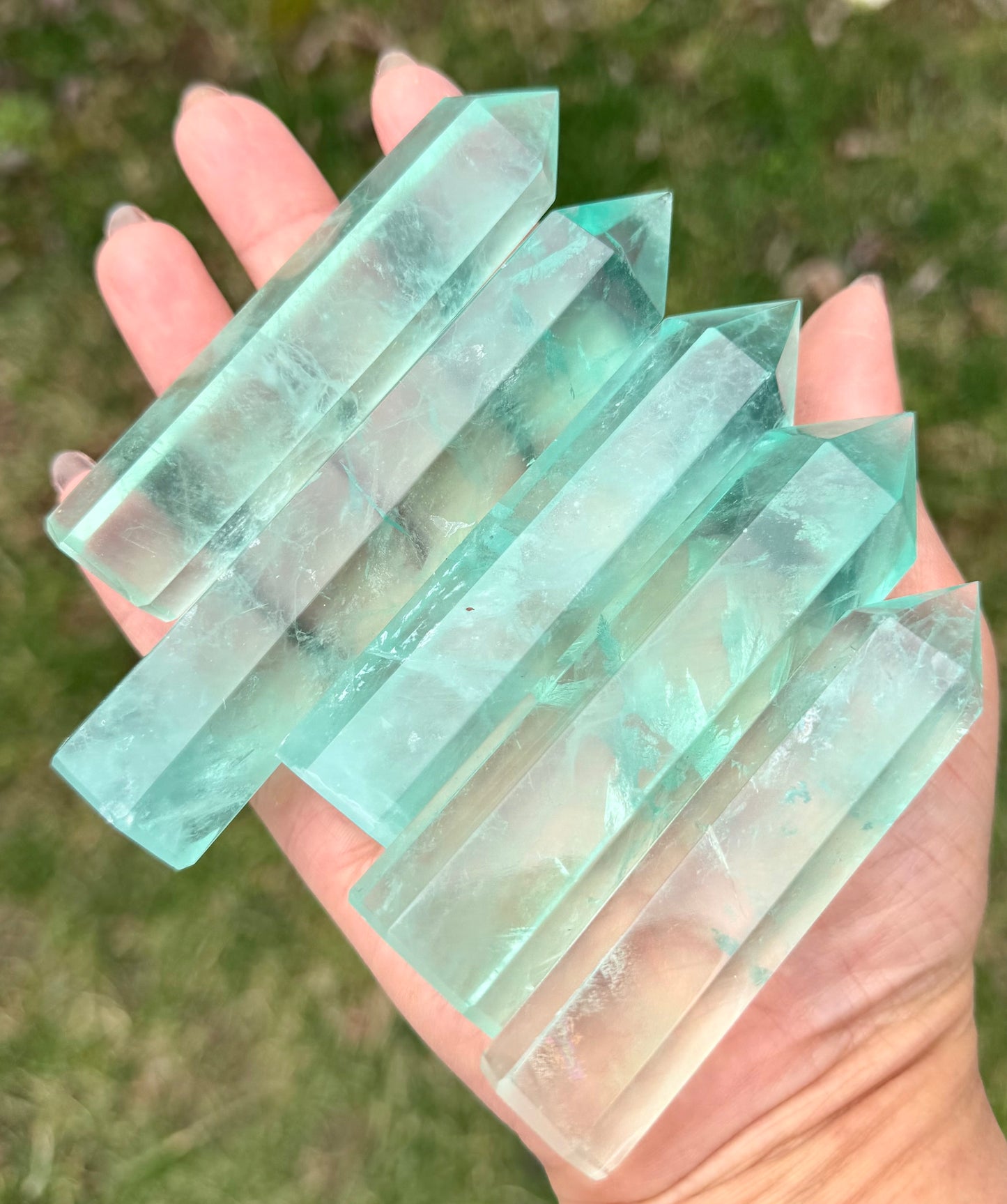 Wholesale Lot 2 lbs Natural Mint GreenFluorite Obelisk Tower Point Crystal Healing