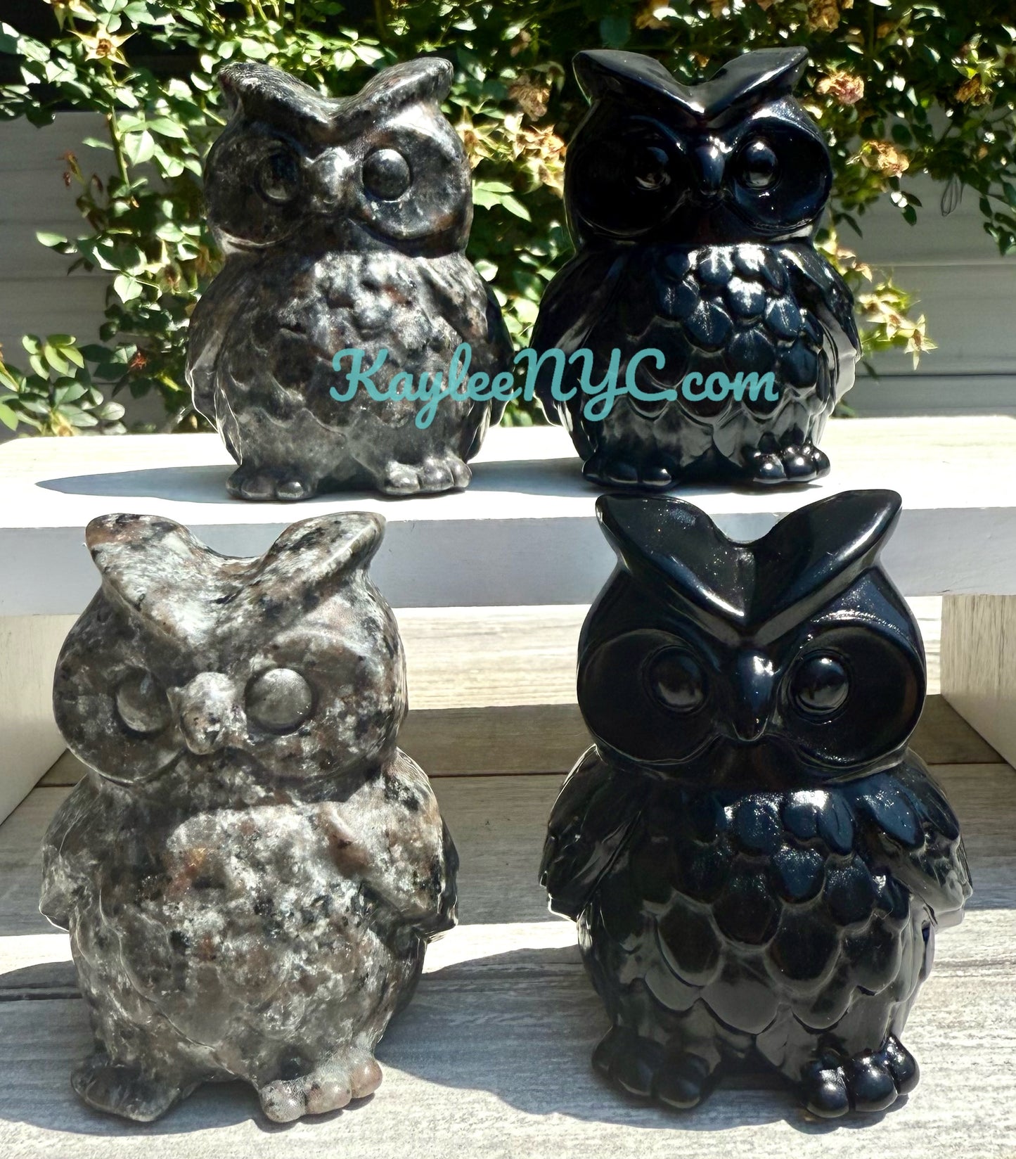 Wholesale Lot 4 pcs Natural Black Obsidian Yooperlite aka Emberlite Owls Crystals Healing Energy