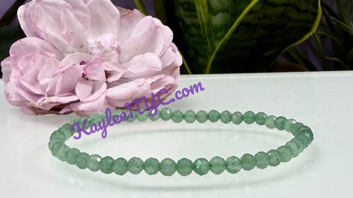 Wholesale Lot 6 Pcs Natural Faceted Aventurine 4mm 7.5” Crystal Healing Stretch Bracelet
