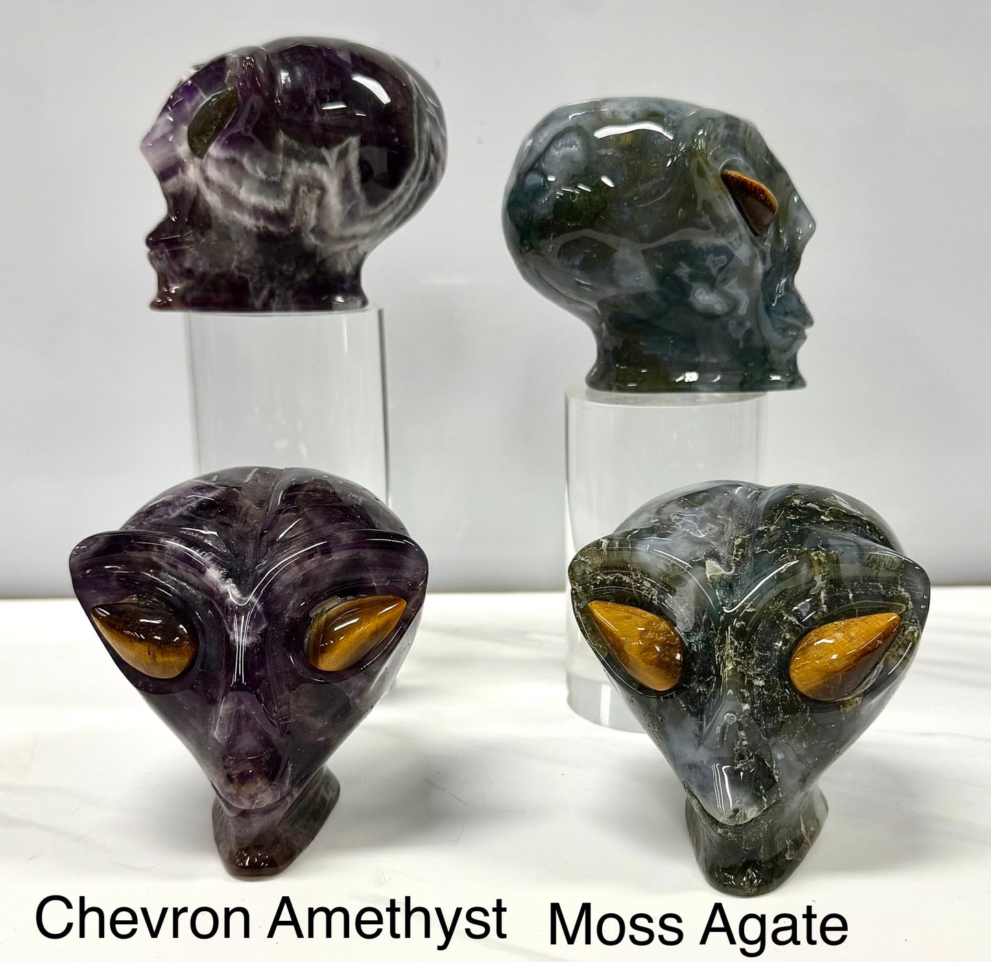 4 PCs Natural Mix Crystal Alien Head 7cm Healing Energy
