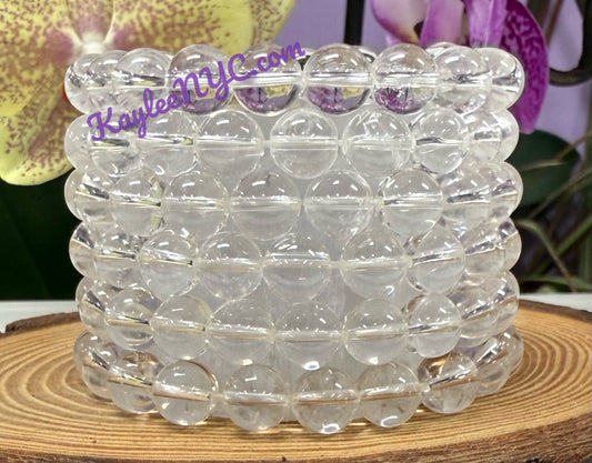 Wholesale Lot 6 Pcs Natural Clear Quartz 10mm 8” Crystal Healing Stretch Bracelet