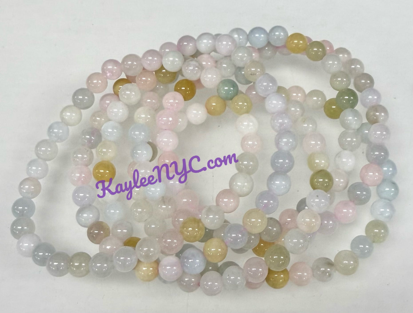 Wholesale 6 Pcs Natural Morganite 6mm 7.5” Crystal Healing Stretch Bracelet
