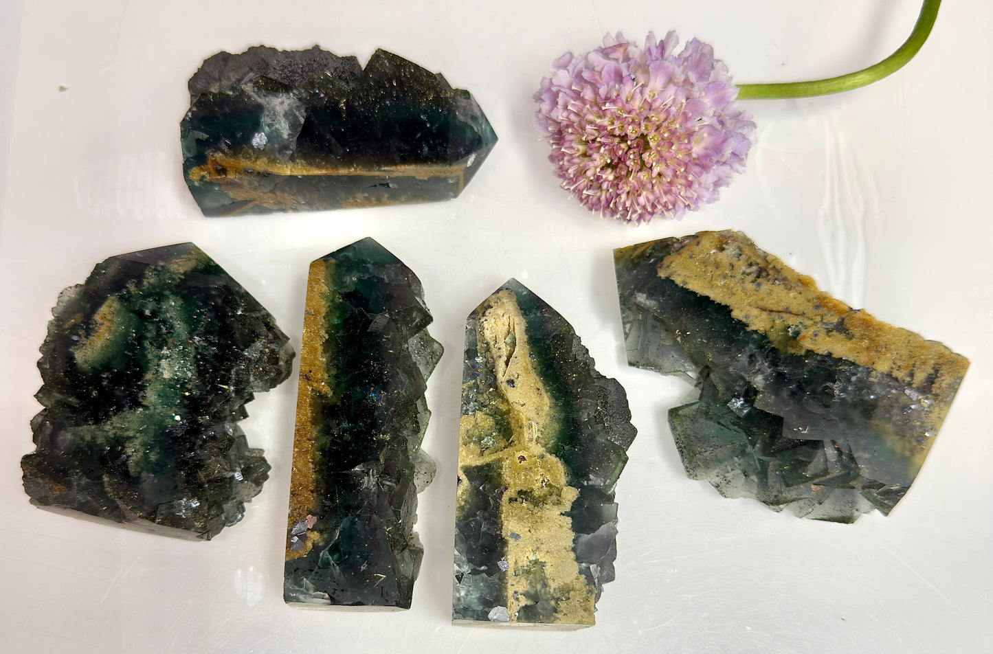 Wholesale 2 lbs Blue Cubic Fluorite with Pyrite Tower Natural Crystal Energy