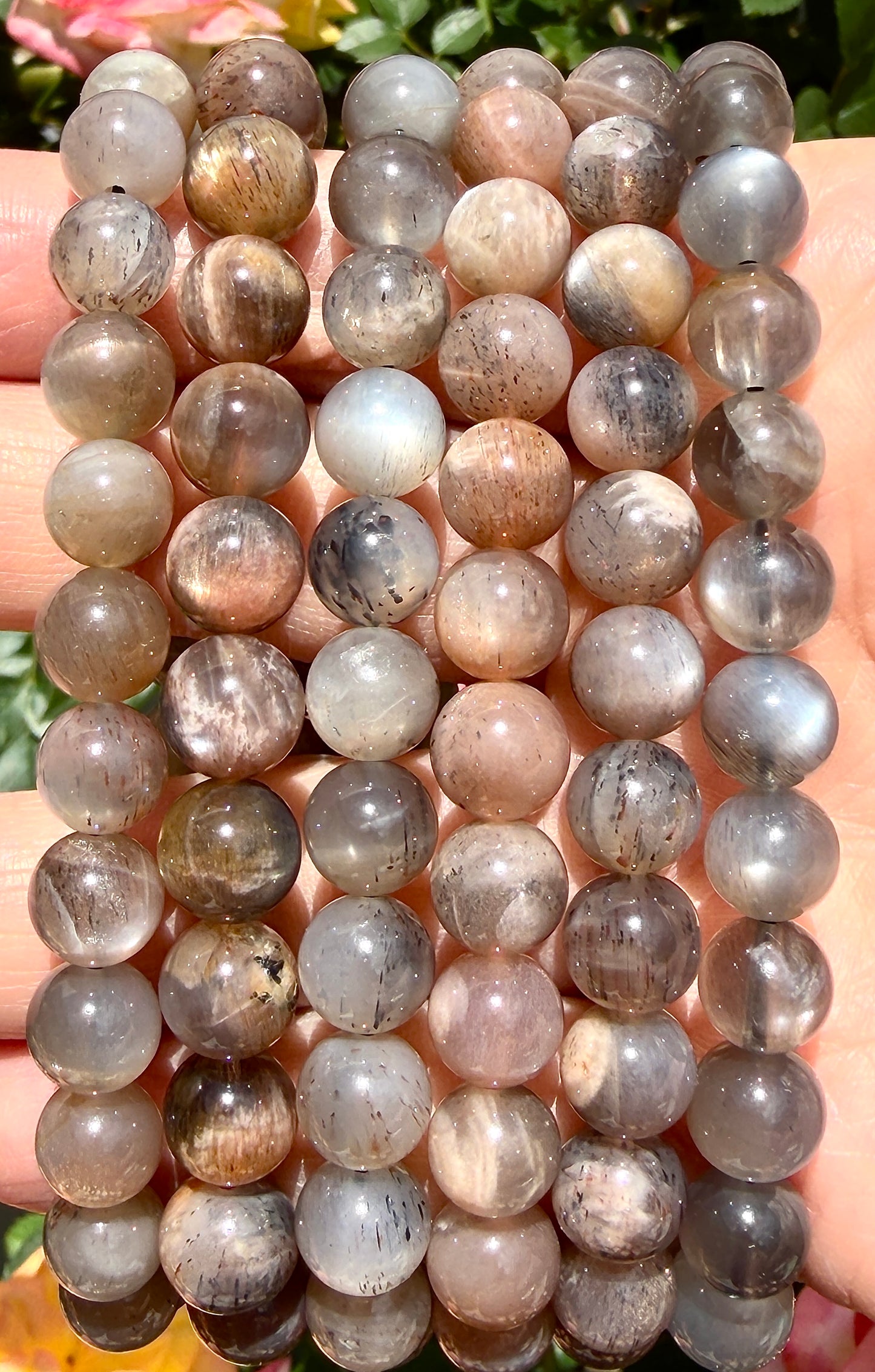 Wholesale 6 Pcs Natural Black Moonstone 8mm 7.5” Crystal Stretch Bracelet